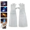 Găng Tay Da Hàn Chống Nóng Chịu Nhiệt Độ Cao Màu Trắng Dài 60cm