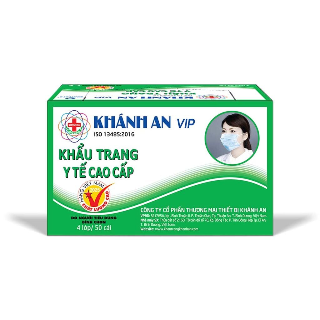 Khẩu trang y tế 4 lớp Khánh An vip xanh